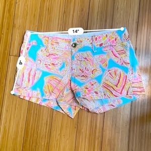 Lilly Pulitzer The Walsh Short Tini Bikini Blue Pink Fish Print Size 2
